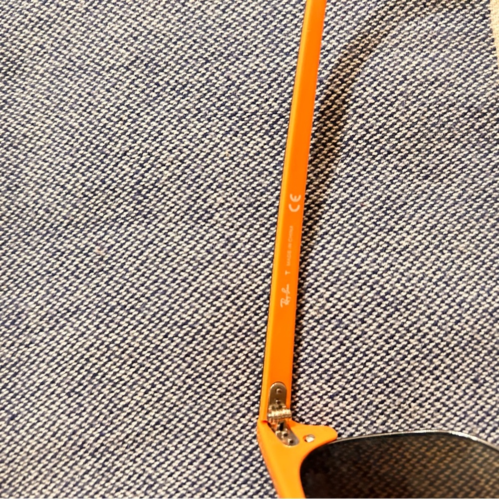 Ray-Ban Clubmaster Sunglasses — Brown Frames with Orange Temple Tips - Picture 4 of 5